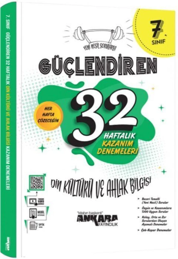7. Sınıf Din Kültürü ve Ahlak Bilgisi Güçlendiren 32 Haftalık Kazanım Denemeleri Ankara Yayıncılık ürün görseli 1