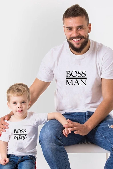 Boss Man Boss Mini Baba Oğul Kız Tshirt(Tek Ürün Fiyatıdır Kombin Yapmak için 2 Adet Sepete Ekleyini ürün görseli 1