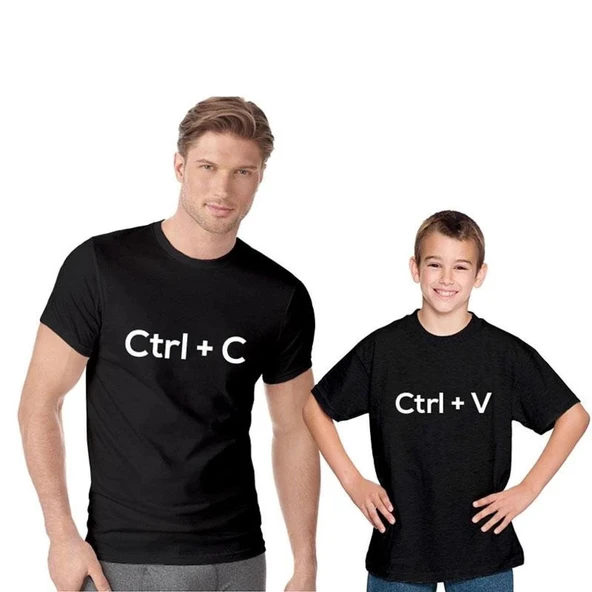 Baba Oğul Kız Ctrl+C Ctrl+V tişört (TEK ÜRÜN FİYATIDIR KOMBİN YAPMAK İÇİN 2 ADET SEPETE EKLEYİNİZ) ürün görseli 1