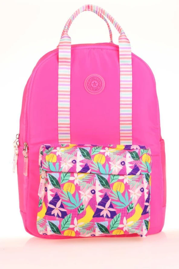 Kaukko Double Stripe Sırt Çantası Pink K1762 ürün görseli 1