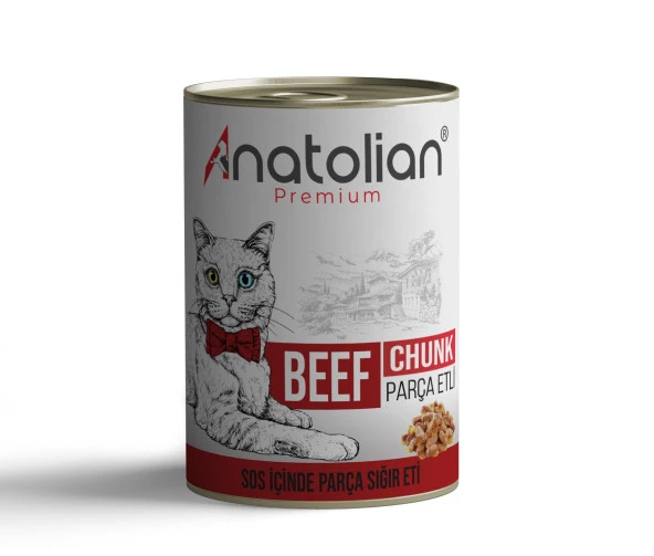 Anatolian Premium Adult Beef Biftekli Parça etli Yetişkin kedi Konservesi 400 gr ürün görseli 1