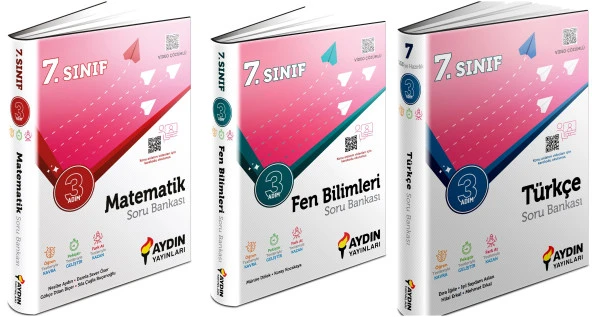 Aydın 2024 7. Sınıf Matematik + Fen Bilimleri + Türkçe Üç Adım Soru Bankası Seti 3 Kitap ürün görseli 1