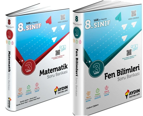 Aydın 2024 8. Sınıf Matematik + Fen Bilimleri Üç Adım Soru Seti 2 Kitap ürün görseli 1