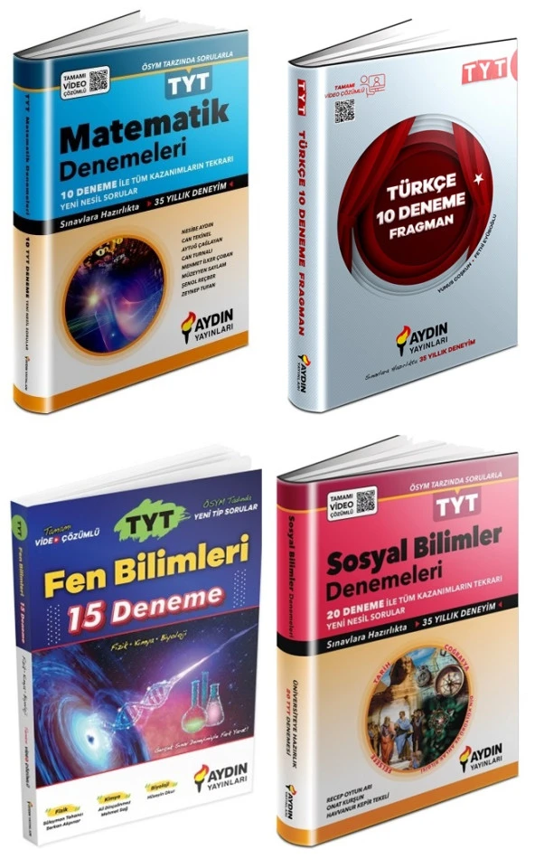 Aydın 2025 Tyt Matematik + Türkçe + Sosyal + Fen Deneme Seti 4 Kitap ürün görseli 1