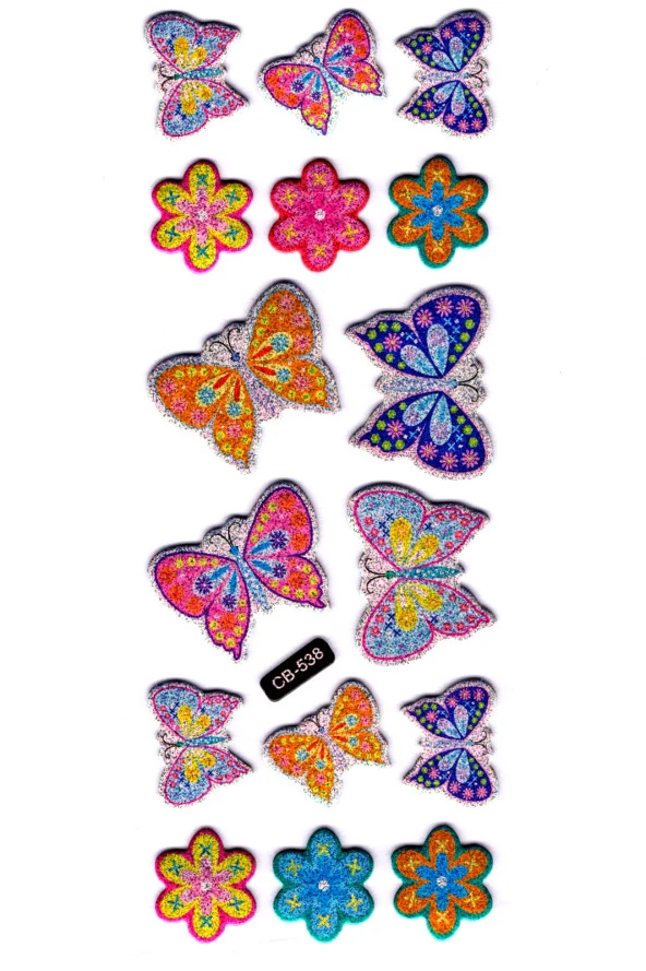Sticker Kabartmalı Sticker Defter, Planlayıcı Etiket - (cb-538) 16x7 cm- Kelebek ürün görseli 1