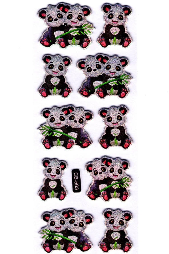 Sticker Kabartmalı Sticker Defter, Planlayıcı Etiket - (cb-563) 16x7 cm- Şirin Pandalar ürün görseli 1