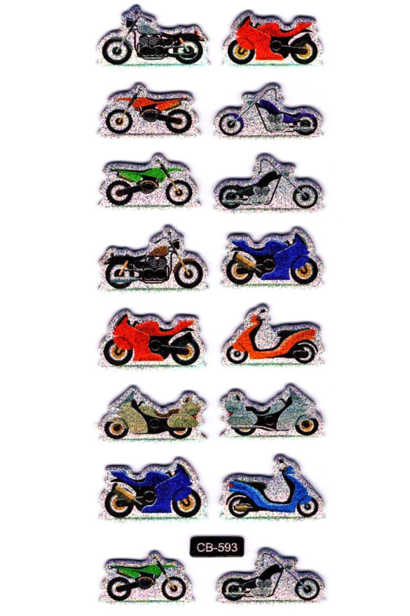 Sticker Kabartmalı Sticker Defter, Planlayıcı Etiket - (cb-593) 16x7 cm- Renkli Motorlar ürün görseli 1