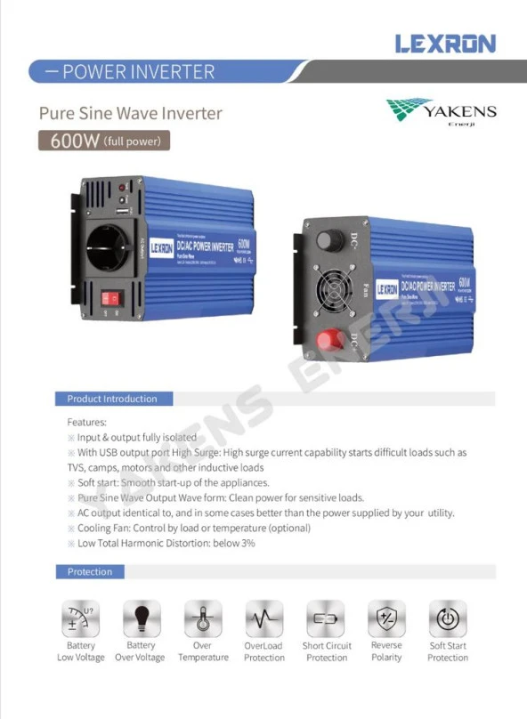 600 Watt 12V Tam Sinüs İnverter Lexron - Resim 3
