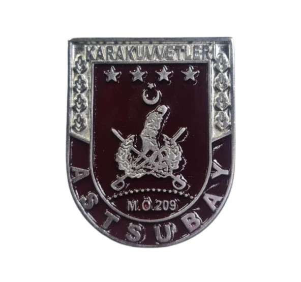 Cüzdan Rozeti - ASTSUBAY - KARA KUVVETLERİ Metalik Gri Metal Rozet ürün görseli 1