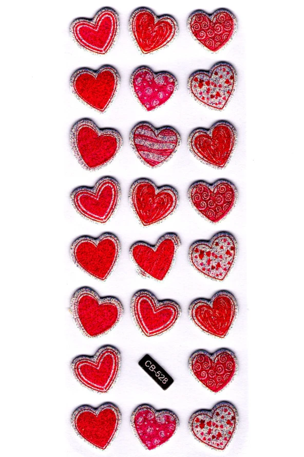 Sticker Kabartmalı Sticker Defter, Planlayıcı Etiket - (cb-528) 16x7 cm-Desenli Kalp ürün görseli 1