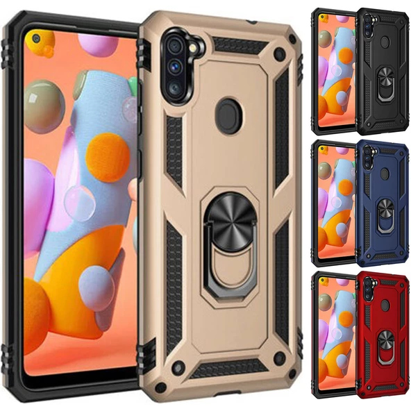 Samsung Galaxy A11 / M11 Kılıf Panzer Ring Tam Koruma Arka Kapak ürün görseli 1