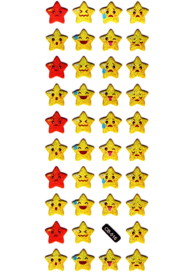 Sticker Kabartmalı Sticker Defter, Planlayıcı Etiket - (cb-516) 16x7 cm- Emoji Yıldız ürün görseli 1