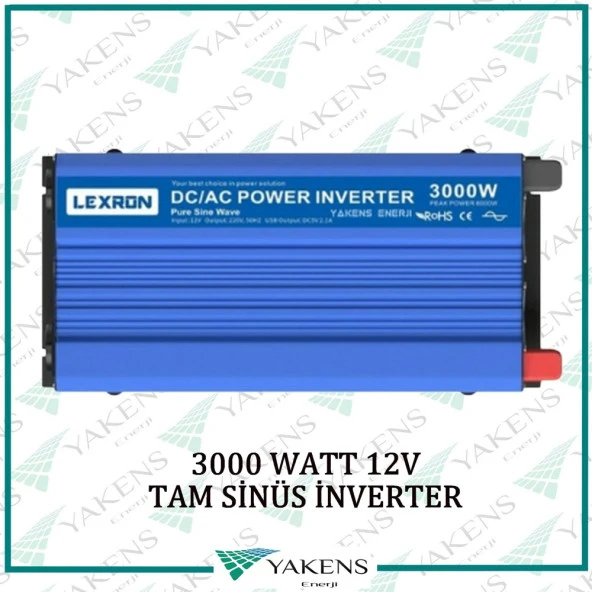 3000 Watt 12V Tam Sinüs İnverter Lexron ürün görseli 1