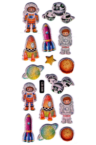 Sticker Kabartmalı Sticker Defter, Planlayıcı Etiket - (cb-588) 16x7 cm- Astranot, Roket ürün görseli 1