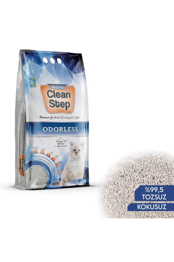 Clean Step Kokusuz (PARFÜMSÜZ) Topaklanan Ince Tane Bentonit Kedi Kumu 10 Lt ürün görseli 1