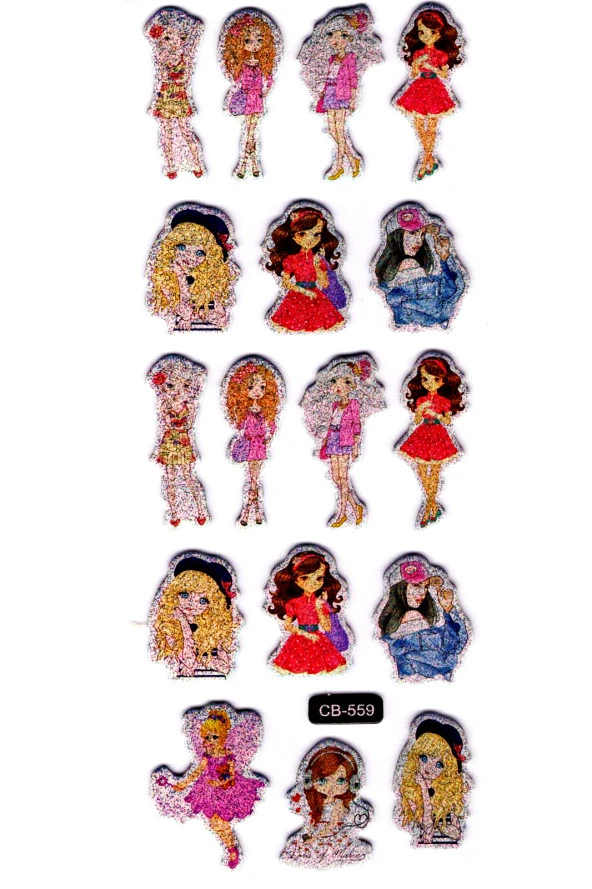 Sticker Kabartmalı Sticker Defter, Planlayıcı Etiket - (cb-559) 16x7 cm- Kızlar ürün görseli 1