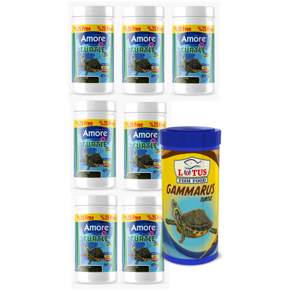 Amore Turtle Green Sticks 7x125ml, Lotus Gammarus 250ml Sürüngen ve Kaplumbağa Yemi ürün görseli 1