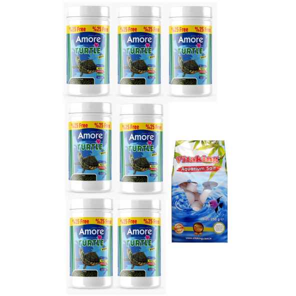 Amore Turtle Green Sticks 7x125ml Sürüngen ve Kaplumbağa Yemi, Kaya Tuzu Tabletleri ürün görseli 1