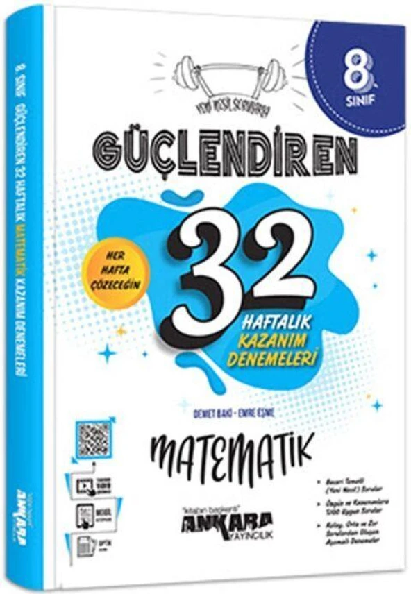 8. Sınıf Matematik Güçlendiren 32 Haftalık Kazanım Denemeleri Ankara Yayıncılık ürün görseli 1