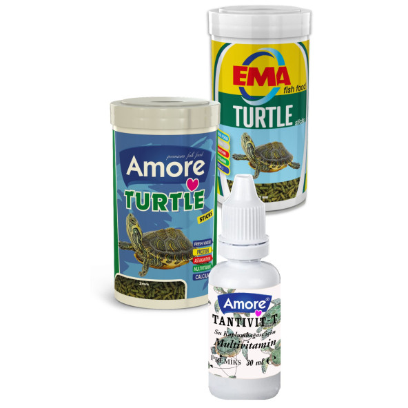 Amore Turtle Green Sticks Kaplumbağa Yemi Ve Multivitamin Seti 2x250 Ml Ema ürün görseli 1