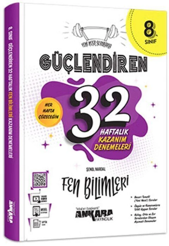 8. Sınıf Fen Bilimleri Güçlendiren 32 Haftalık Kazanım Denemeleri Ankara Yayıncılık ürün görseli 1
