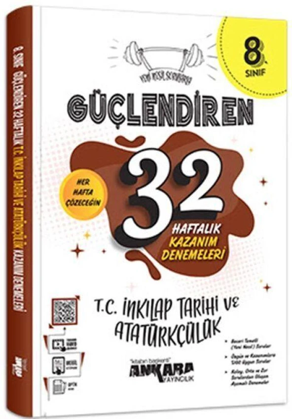 8. Sınıf T.C. İnkılap Tarihi ve Atatürkçülük Güçlendiren 32 Haftalık Kazanım Denemeleri Ankara Yayıncılık ürün görseli 1