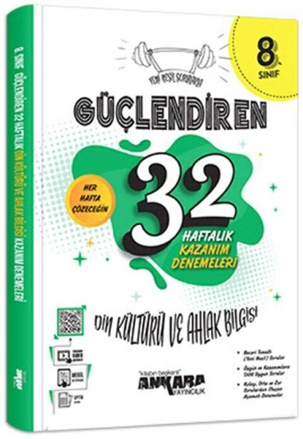 8. Sınıf Din Kültürü ve Ahlak Bilgisi Güçlendiren 32 Haftalık Kazanım Denemeleri Ankara Yayıncılık ürün görseli 1