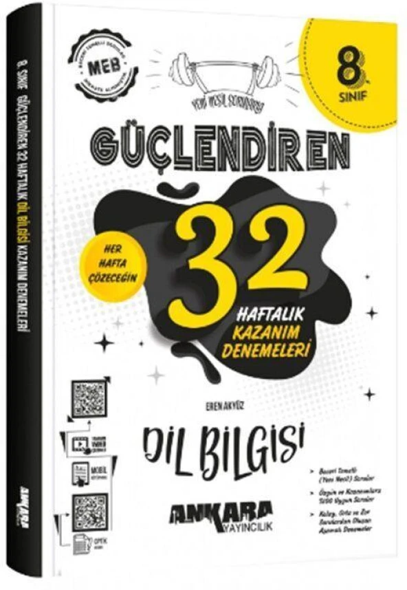 8. Sınıf Dil Bilgisi Güçlendiren Haftalık Kazanım Denemeleri Ankara Yayıncılık ürün görseli 1