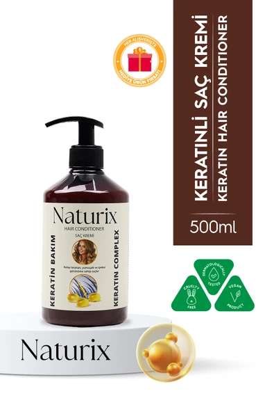 Tuzsuz Keratin Bakım Saç Kremi 500 Ml - Yıpranmış Saçlara Özel Onarıcı Bakım ürün görseli 1