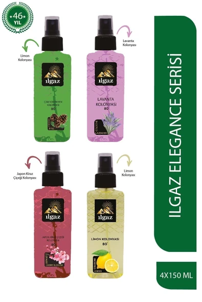 Çam & Lavanta & Japon Kiraz Çiçeği & Limon Kolonyası 150 Ml - Elegance Series 4'lü Kolonya Seti ürün görseli 1