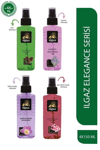 Çam & Lavanta & Safran Çiçeği & Japon Kiraz Çiçeği Kolonyası 150 Ml - Elegance Series 4'lü Kolonya Seti ürün görseli 1