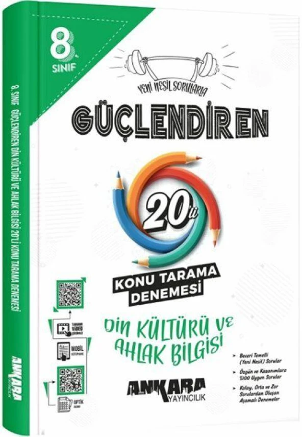 8. Sınıf Din Kültürü ve Ahlak Bilgisi Güçlendiren 20 Konu Tarama Denemesi Ankara Yayıncılık ürün görseli 1