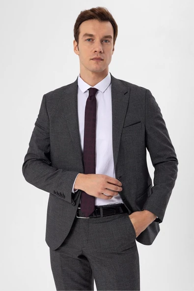 Slimfit Armürlü Takım Elbise - Resim 4