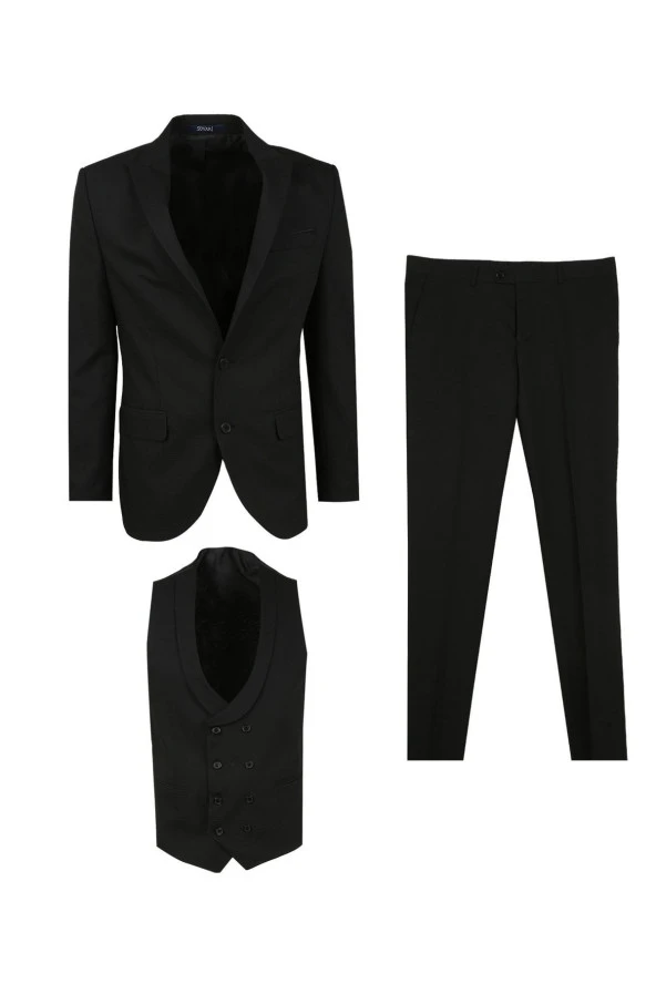Süvari Normal Bel Slim Fit Siyah Erkek Takım Elbise TK1020000257 ürün görseli 1