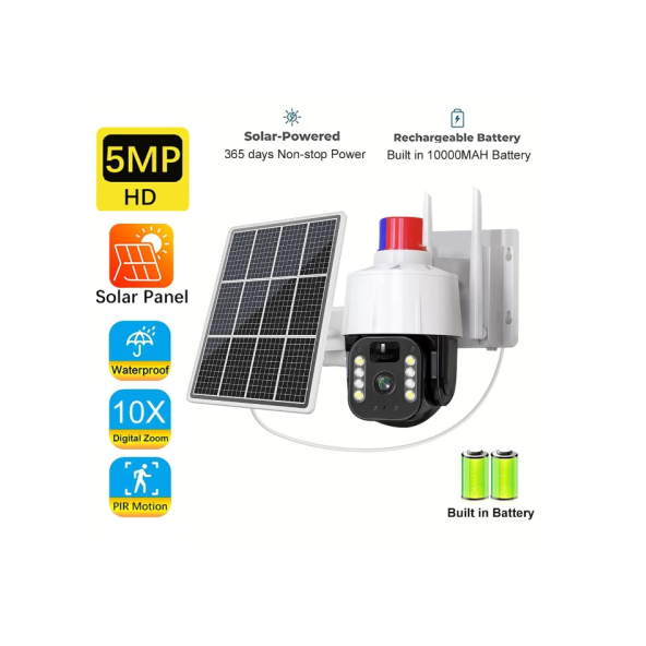 QASUL 5MP (Kablosuz) Kamera, Güvenlik İçin Güneş Enerjili Panel (Kablosuz) Dış Mekan Kamerası ürün görseli 1