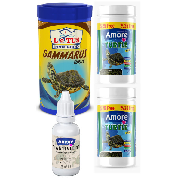Turtle Green Sticks 2x125ml, Lotus Gammarus 250ml Sürüngen Ve Kaplumbağa Yemi, Multivitamin ürün görseli 1