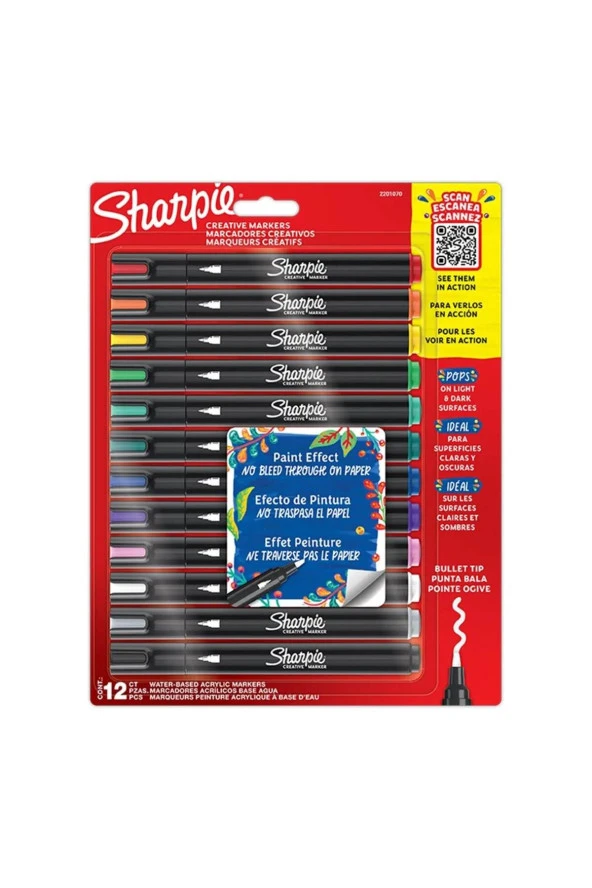 Sharpie Markör Akrilik Yuvarlak Uç 12 Li Blister Yuvarlak Uçlu Akrilik Markör ürün görseli 1