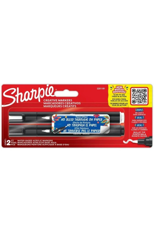 Sharpie Markör Akrilik Yuvarlak Uç 2 Li Blister Yuvarlak Uç Akrilik Markör ürün görseli 1
