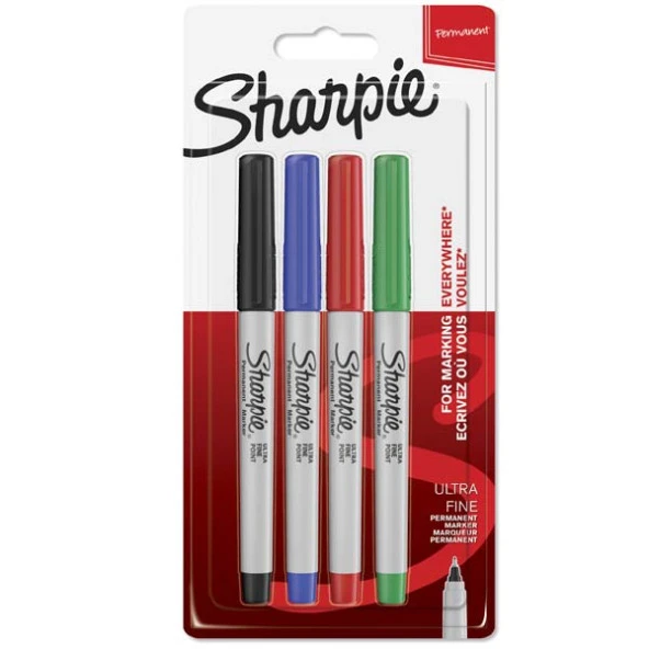 Sharpie Markör Permanent Ultra Fine Süper İnce Uç 4 Lü Renk Blisterli 1985879 ürün görseli 1