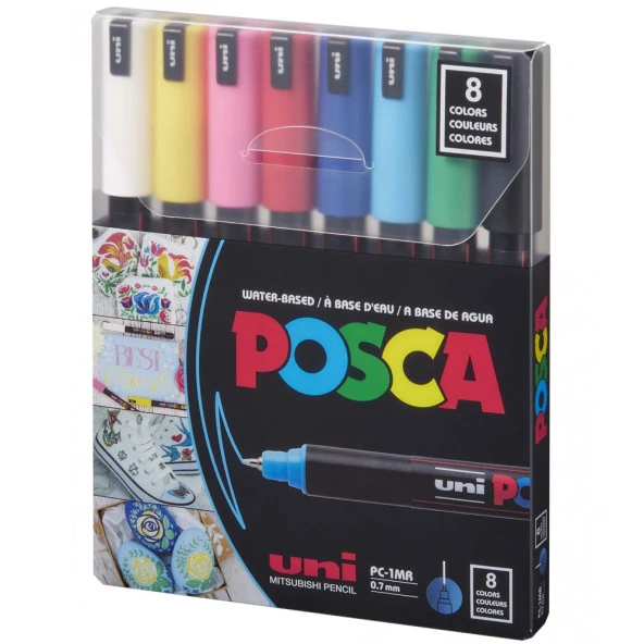 Uni-Ball Posca 0.7 Su Bazlı Poster Markörü Ana Renk 8 Li ürün görseli 1