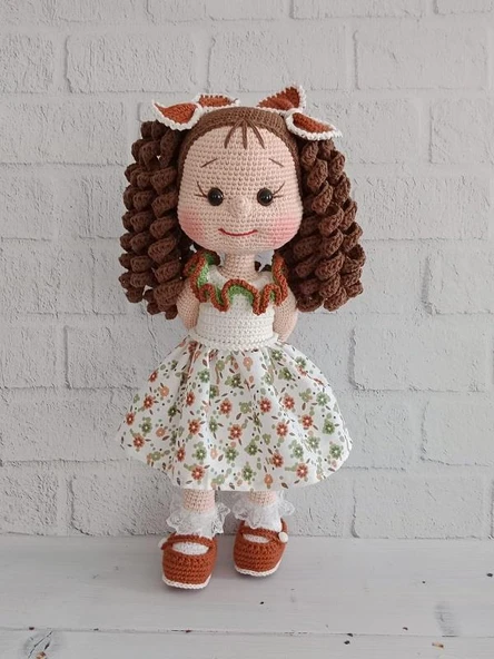 Bahar Kıvırcık Saçlı Karnaval Bebek Amigurumi Organik Oyuncak ürün görseli 1