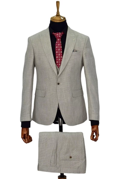 Erkek Bej Rengi Regular Fit Takım Elbise BGL-ST03823 ürün görseli 1