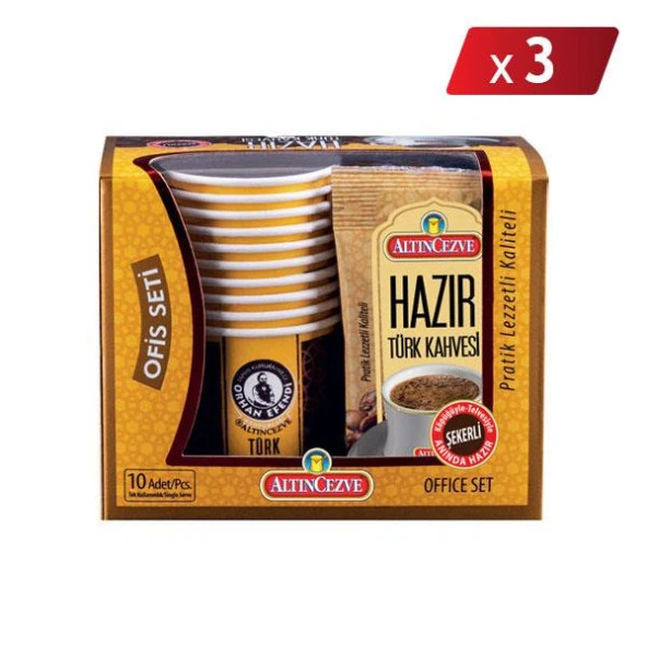 Altıncezve Hazır Türk Kahvesi Ofis Seti Şekerli 10 x 11 Gr- 3LÜ PAKET ürün görseli 1