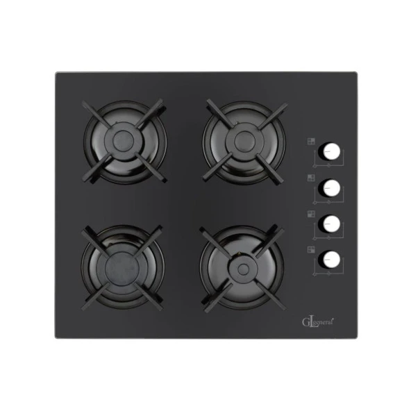 GL General GLO 205CS Bask 60 cm Siyah Cam Ankastre Ocak ürün görseli 1