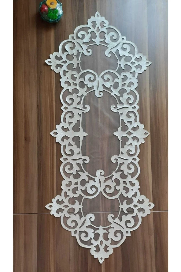 Krem Deri El Işi Lazer Kesim Masa Örtüsü ürün görseli 1
