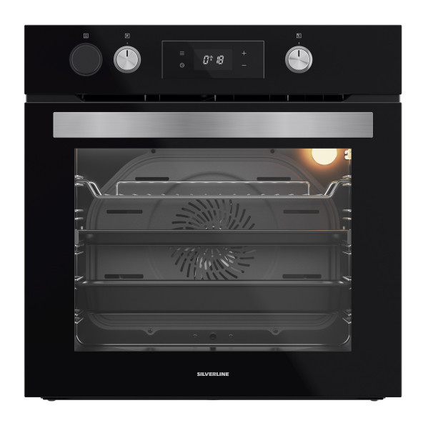 Silverline BO65P4B01 Buhar Destekli + Airfryer Özellikli Siyah Cam Ankastre Fırın ürün görseli 1