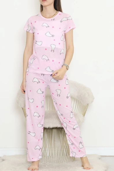 Desenli Pijama Takımı Beyazpembe - 130.1287. ürün görseli 1