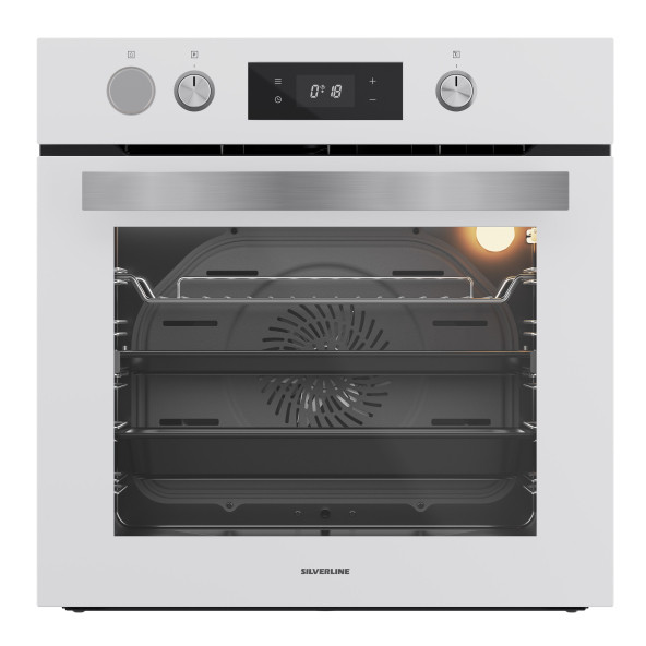 Silverline BO65P4W01 Buhar Destekli + Airfryer Özellikli Beyaz Cam Ankastre Fırın ürün görseli 1