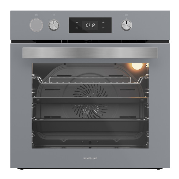 Silverline BO65P4S01 Buhar Destekli + Airfryer Özellikli Ankastre Fırın Gri Antrasit Cam ürün görseli 1