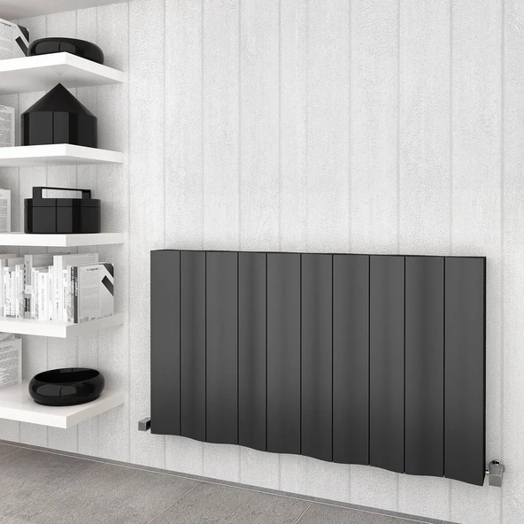 Sanica Asimetrik Dizayn Radyatör Antrasit Alüminyum Yatay (Single) 600 x 615 mm ürün görseli 1